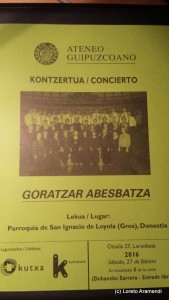 Programa Coro Goratzar / Loreto Aramendi - Concierto Ateneo