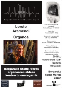 Cartel del concierto benéfico - órgano Stoltz - Bergara