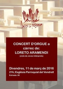 Cartel del concierto en El Vendrell - Loreto Aramendi