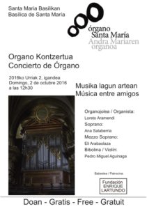 Cartel - concierto de órgano San Sebastián
