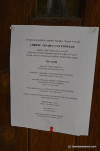 Concert - Loreto Aramendi - Plymouth church - Brooklyn