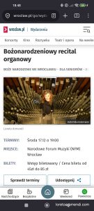 Concierto de órgano - Wroclaw - Polonia - Diciembre 2025